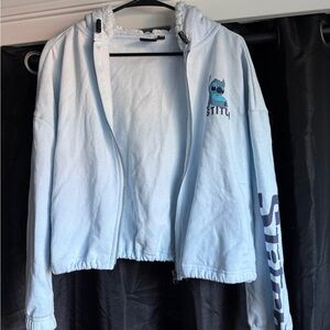 Light Blue Stitch Zip-up Hoodie